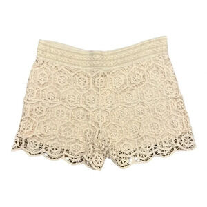 Miss Kelly 1999 Crochet Vintage Floral Overlay Ivory/Cream Color Pull On Shorts